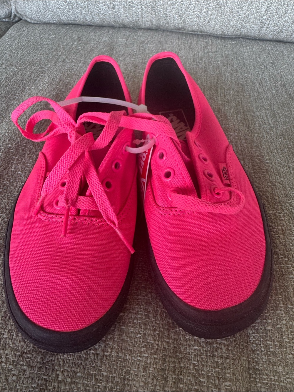 fluorescent hot pink & black vans. Women’s size 6.5 men’s 5.